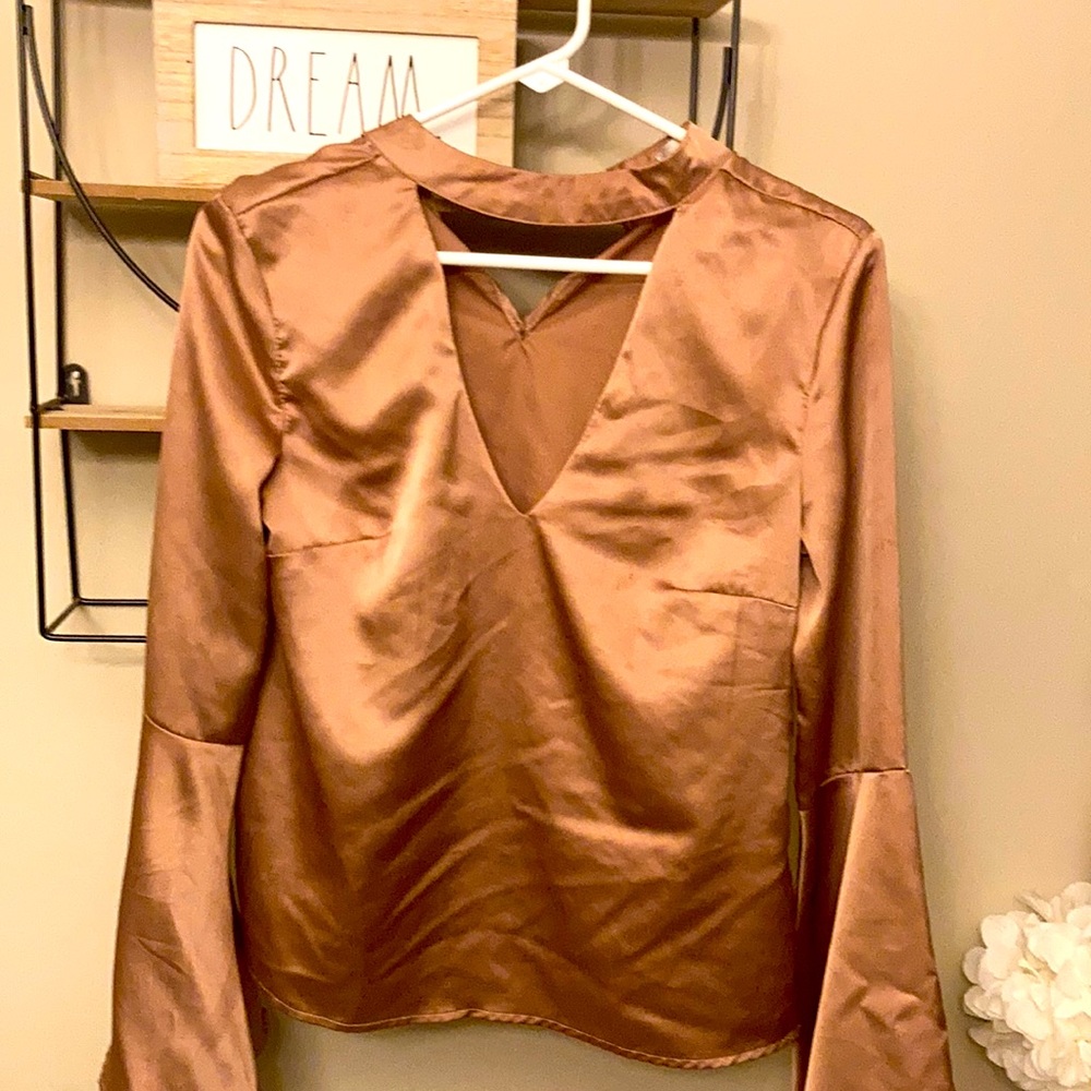 Gorgeous copper satin blouse .